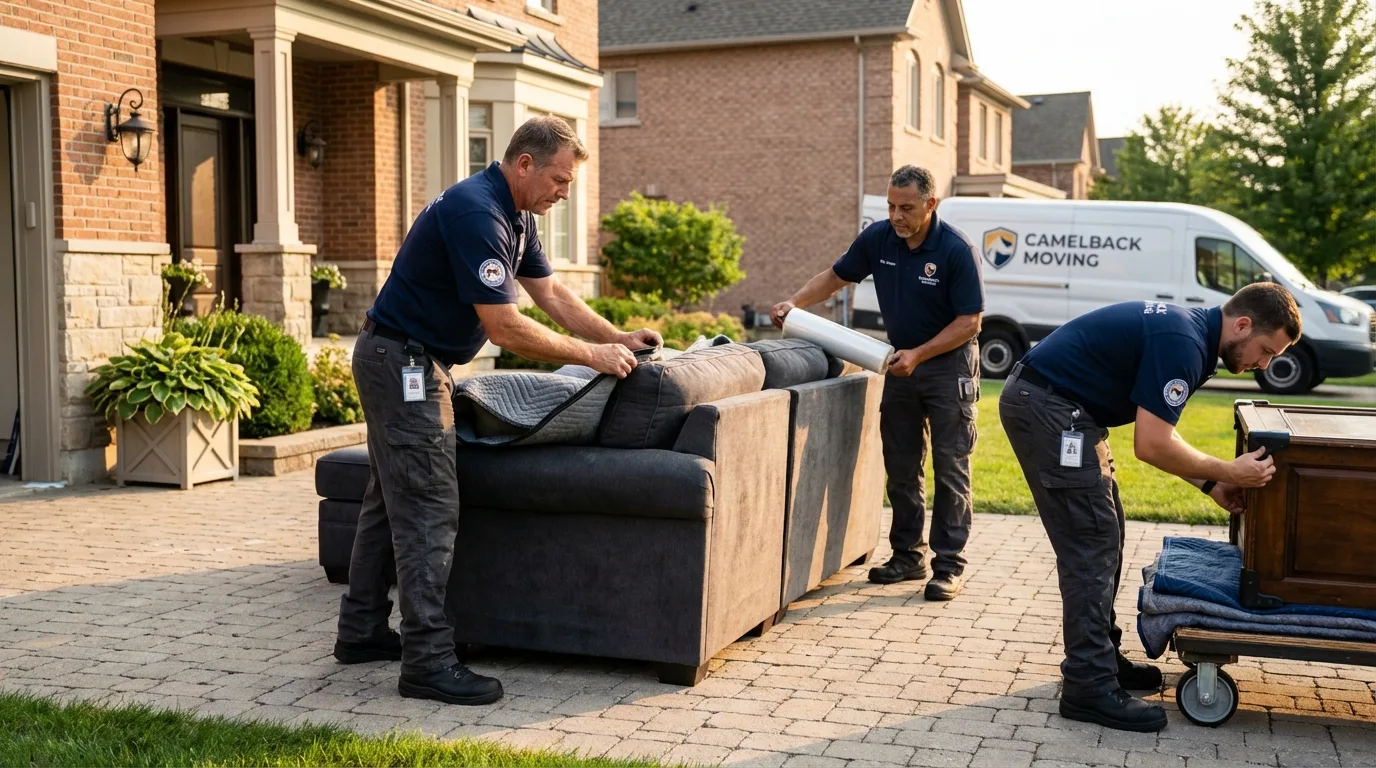 Large estate moving crew wrapping furniture in Carlyle, IL